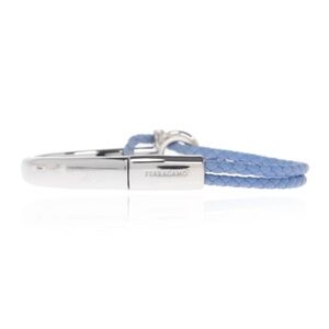 Salvatore Ferragamo Blue and Silver Men's Bracelet with engraved logo brand new
